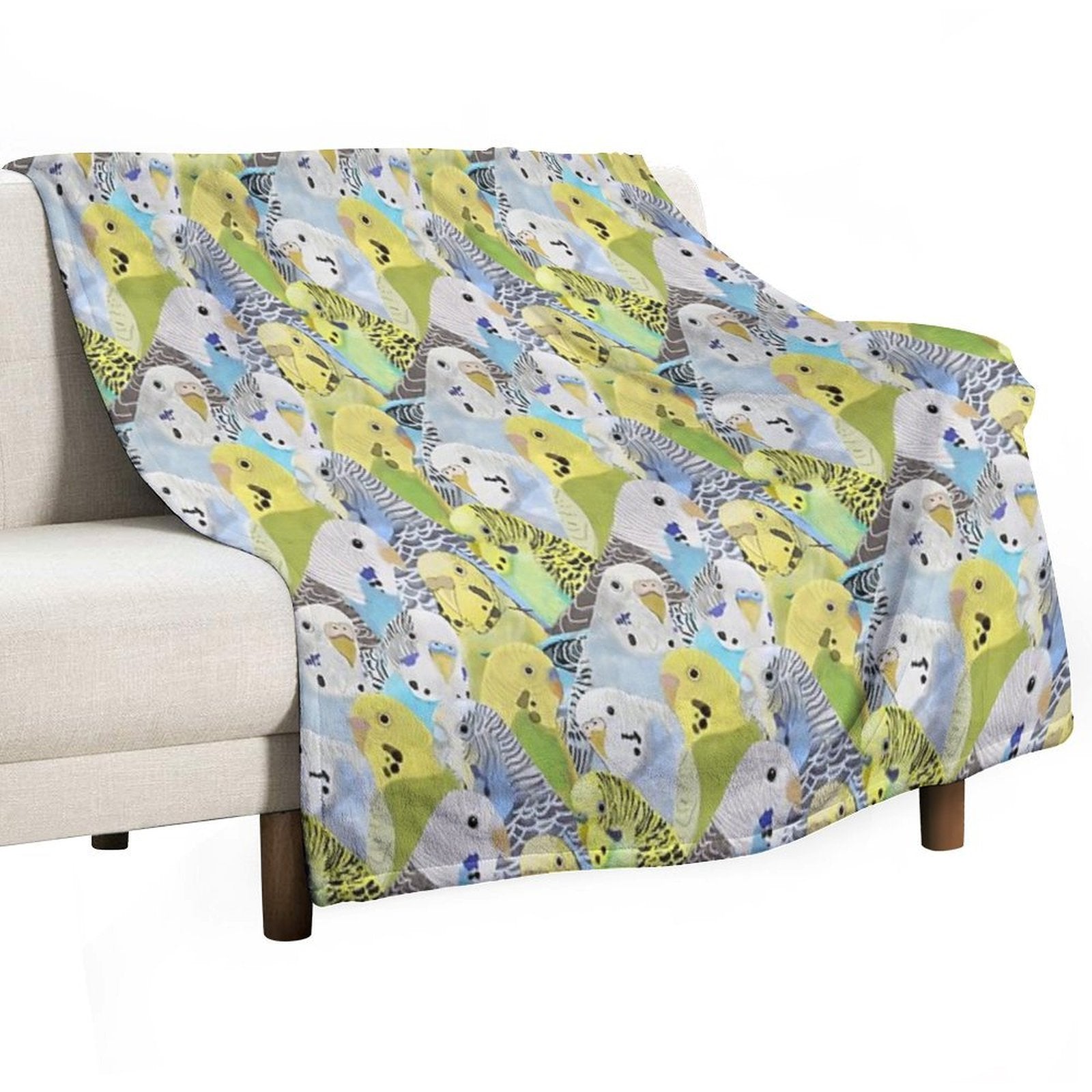 Budgie Parakeets Plush Throw Blanket