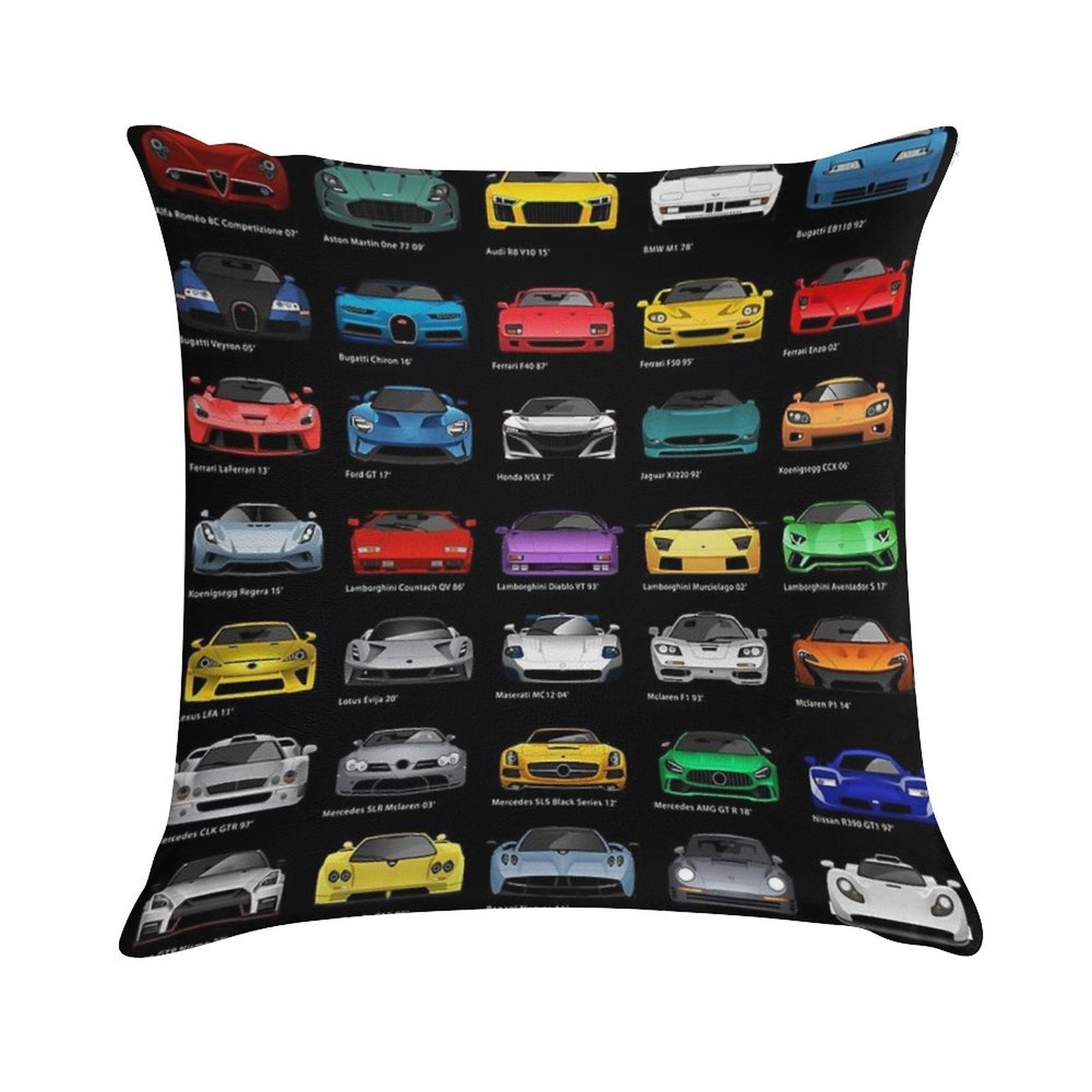 Super Cars (B) Soft Hidden Zipper Throw Pillow