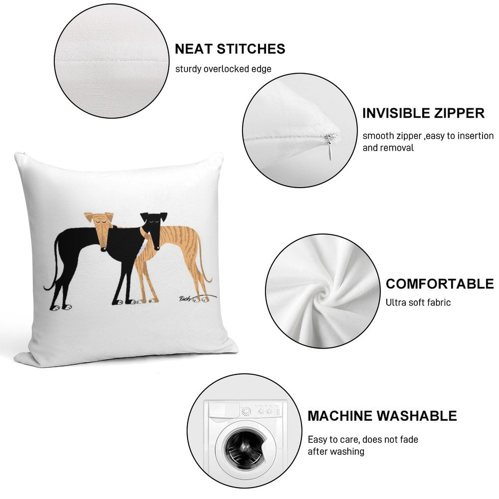 Head Rest Brindle Hound Soft Style Accent Throw Pillow