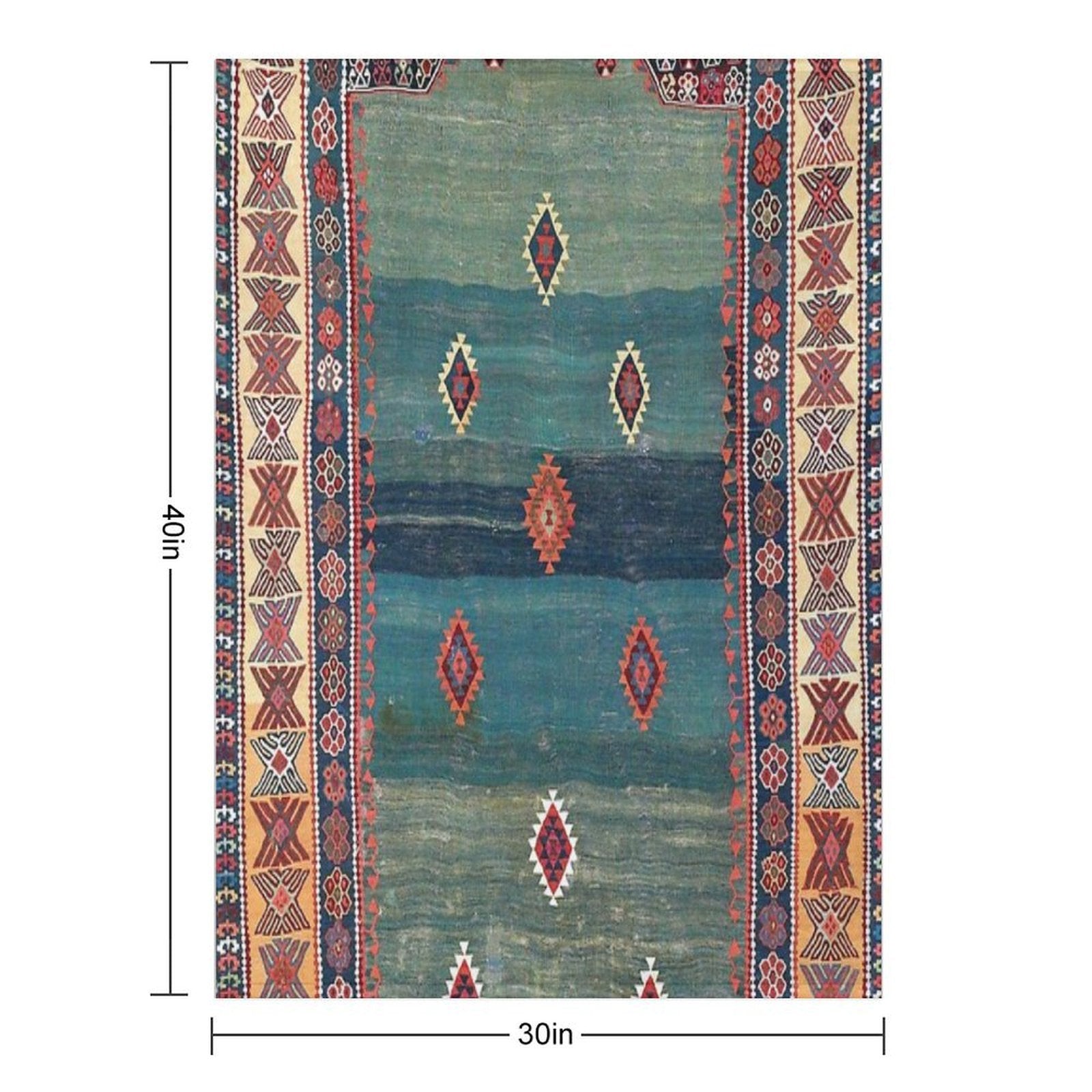 Sivas Antique Turkish Niche Kilim Print Multi-functional Throw Blanket