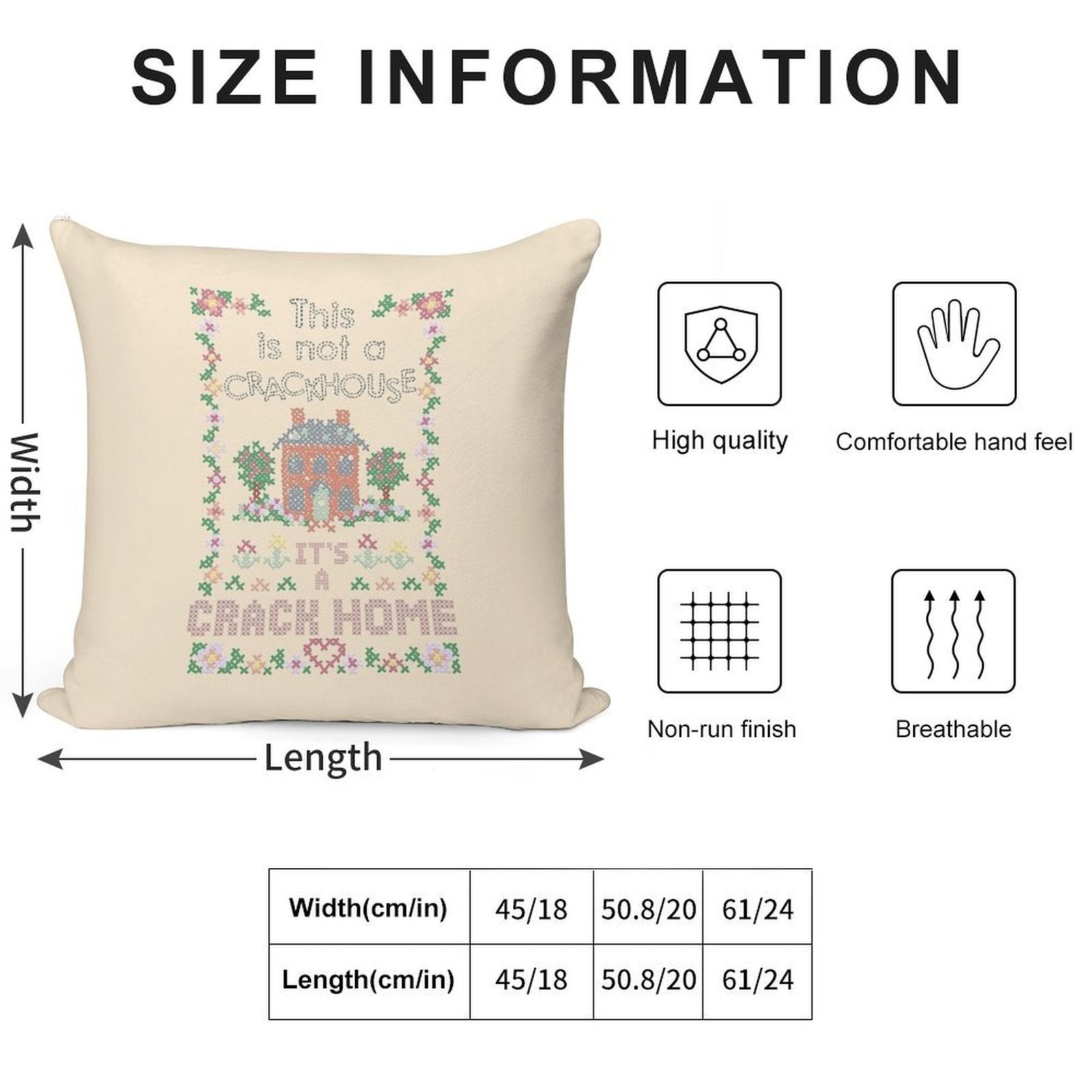 A Crack Home - Cross Stitch Embroidery Soft Luxury Feel Throw Pillow