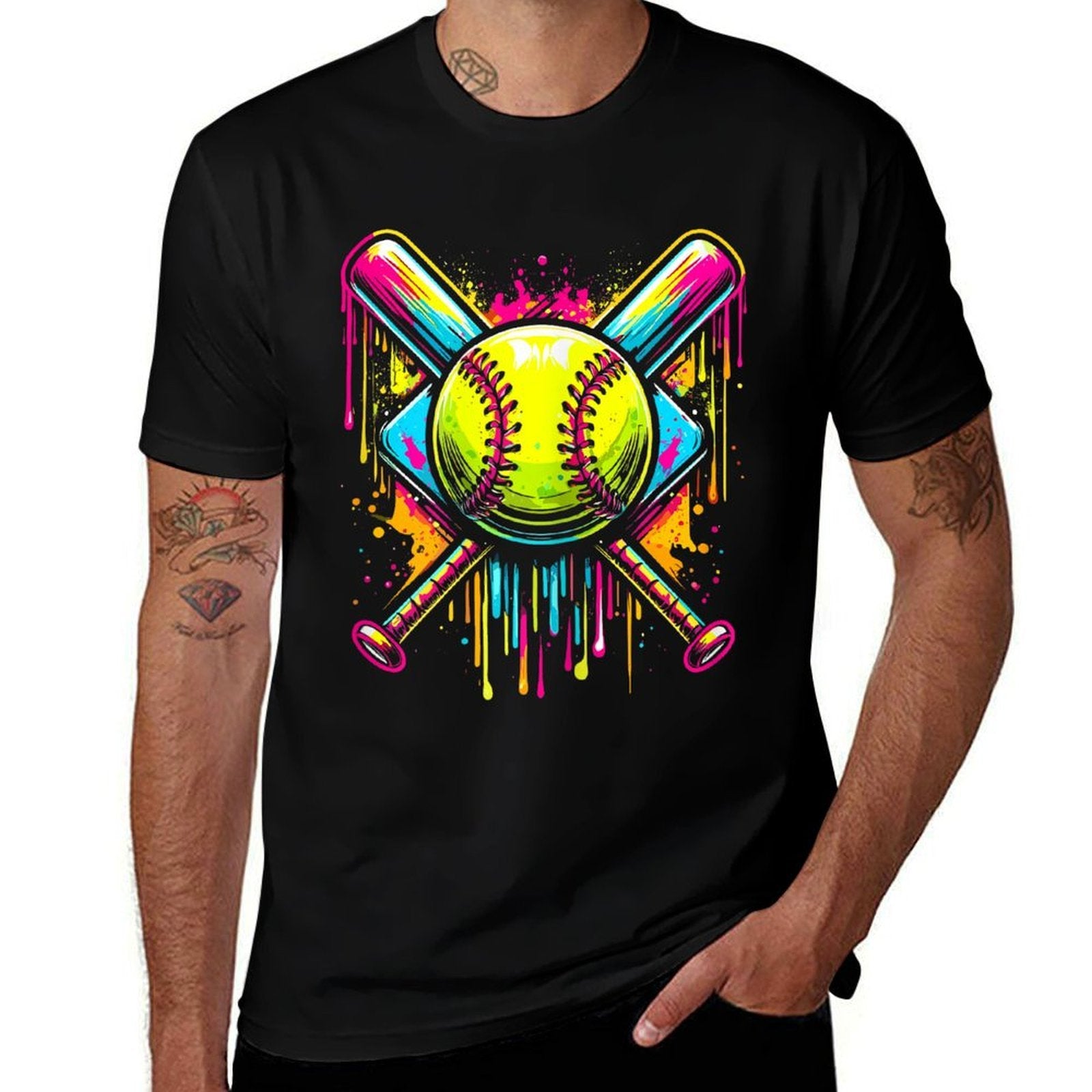 Softball Girl Ice Cream Softball Drip  Relaxed-fit T-Shirt