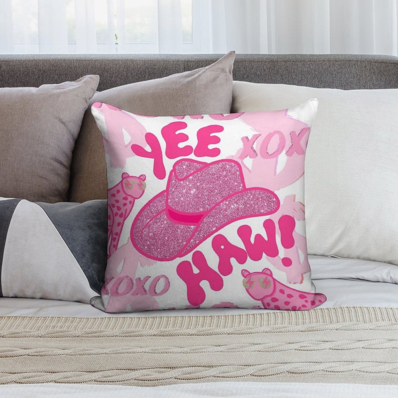 YEEHAW! Soft Ultra-Soft Texture Throw Pillow