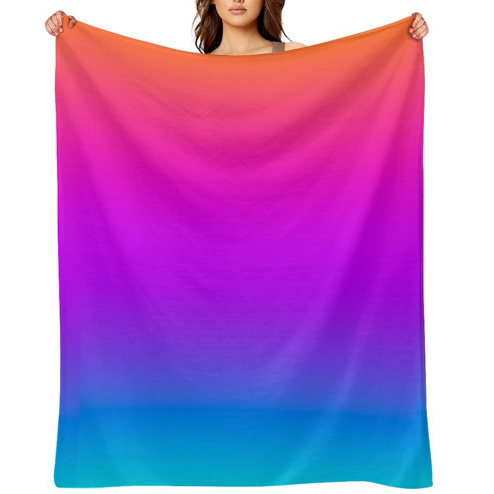 Blue Purple Orange Aqua Ombre Machine-washable Throw Blanket