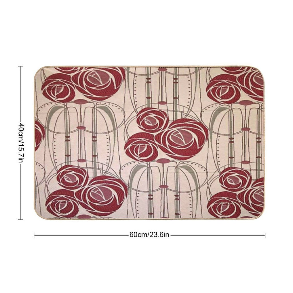Charles Rennie Mackintosh Roses,Mackintosh Abstract Rose  Non-Slip Bath Mat