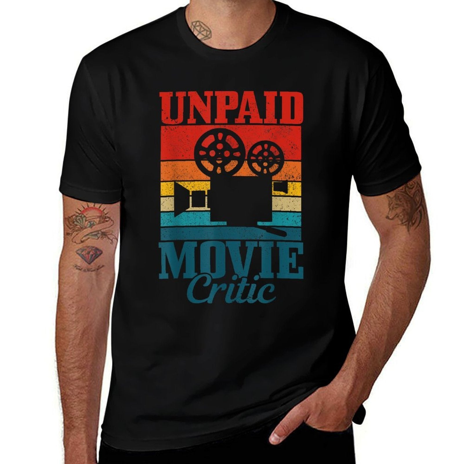 Unpaid Movie Critic Vintage Film Camera Filmmaker Funny Gift  Slim-fit Cut T-Shirt