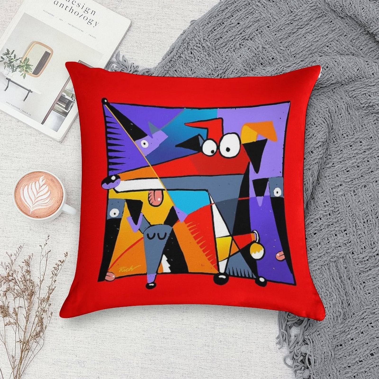 Derpism Soft Short Plush Fabric Throw Pillow