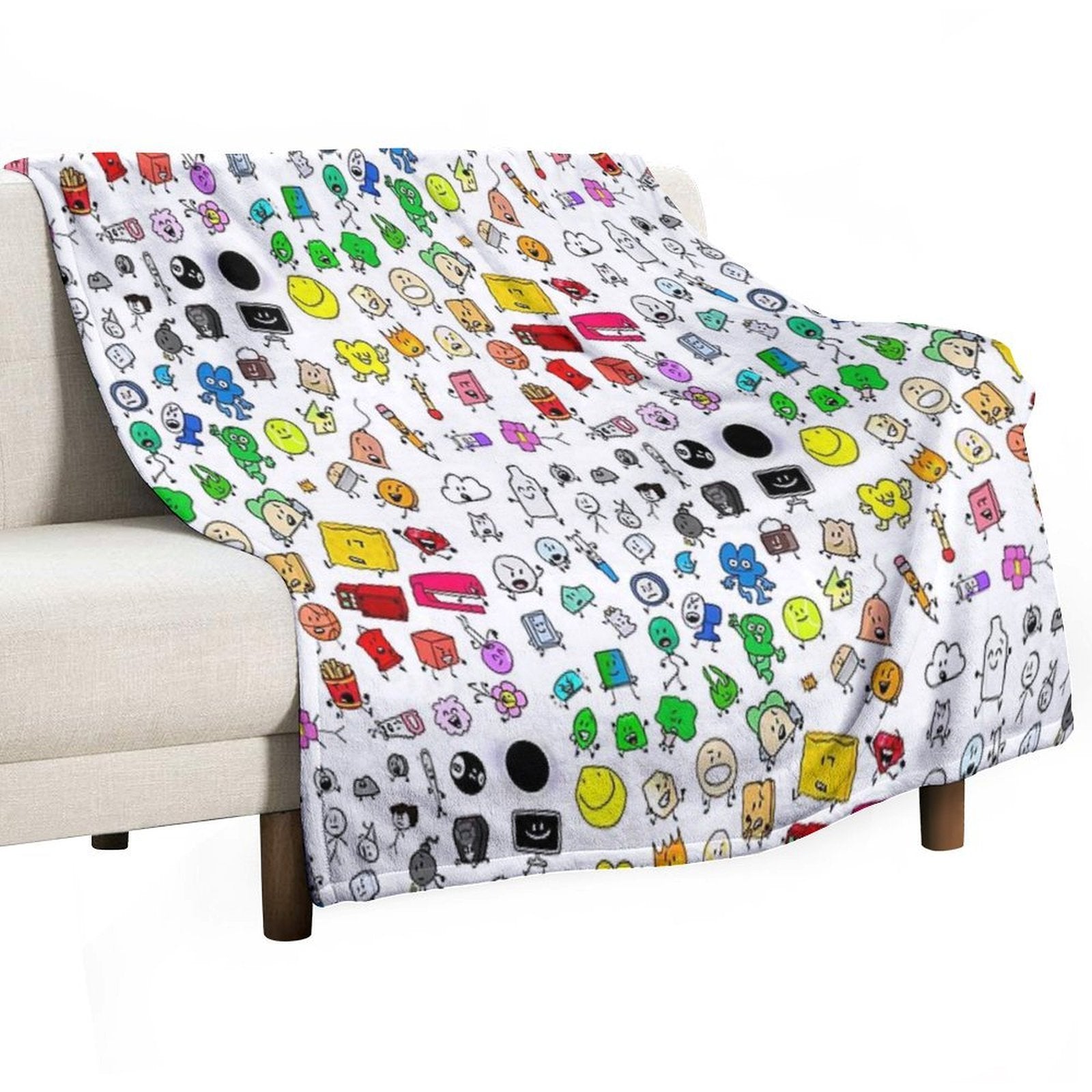 BFDI All Characters (Transparent) Easy Care Throw Blanket
