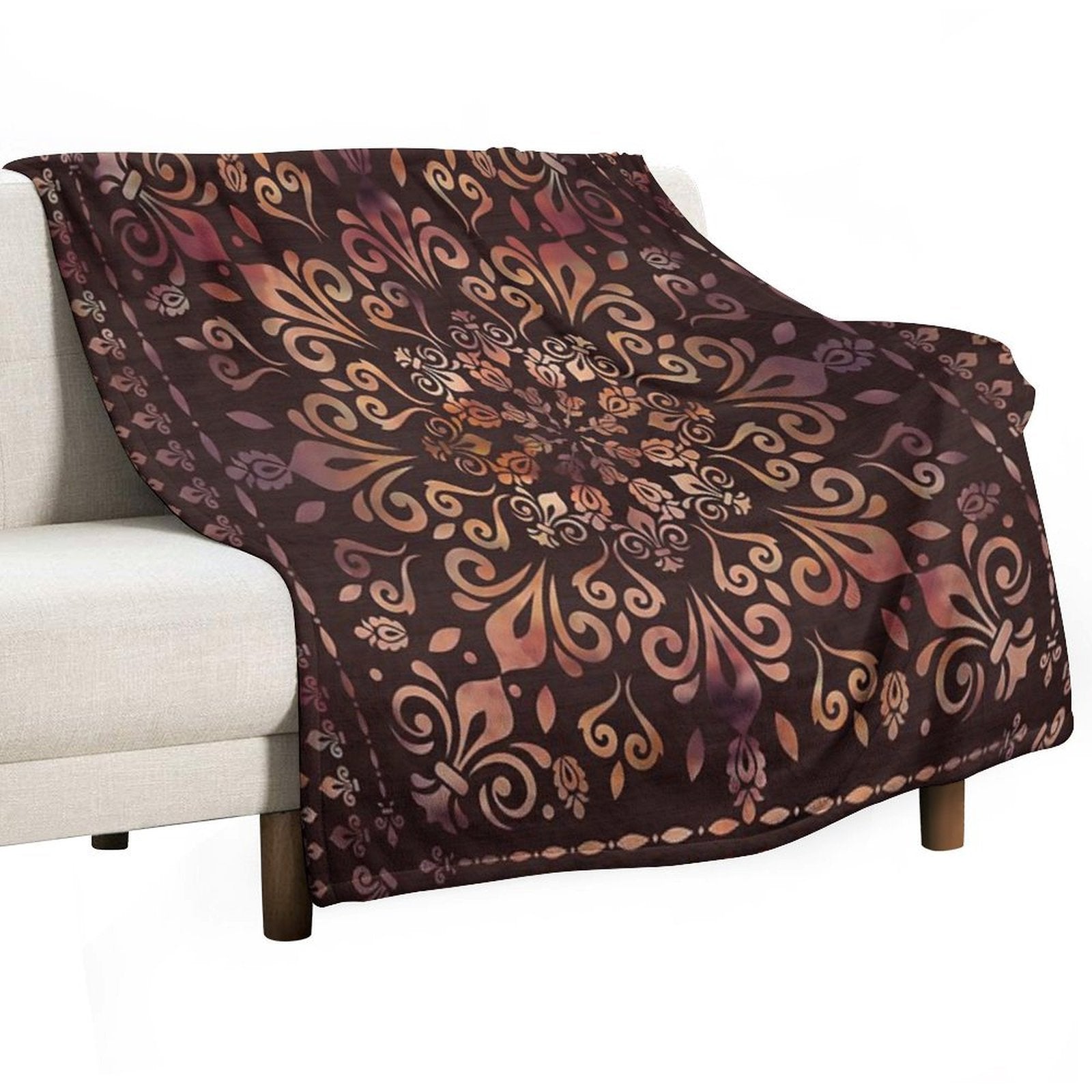 Oriental Damask Ornament - Vintage #2 Eco-conscious Throw Blanket
