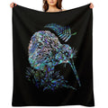 NEW ZEALAND KIWI AND FERN PAUA Sustainable Throw Blanket