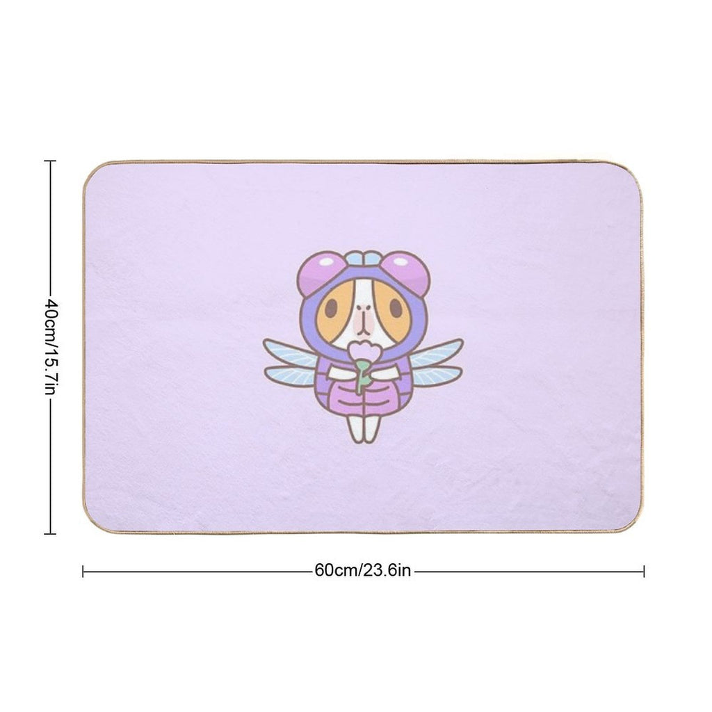 Guinea Pig in Dragonfly Costume  Slip-Resistant Bath Mat