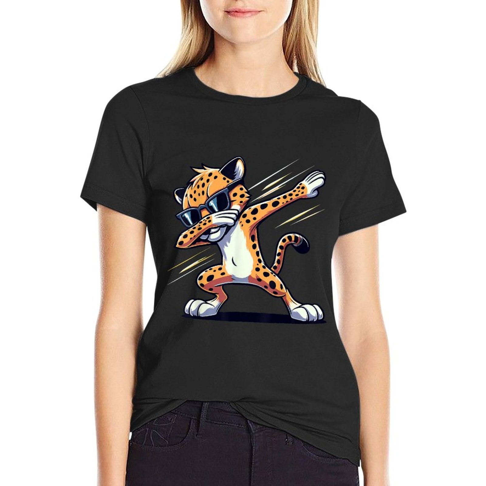 Dabbing Cheetah Sunglasses Cheetah Animal  Graphic-printed T-Shirt