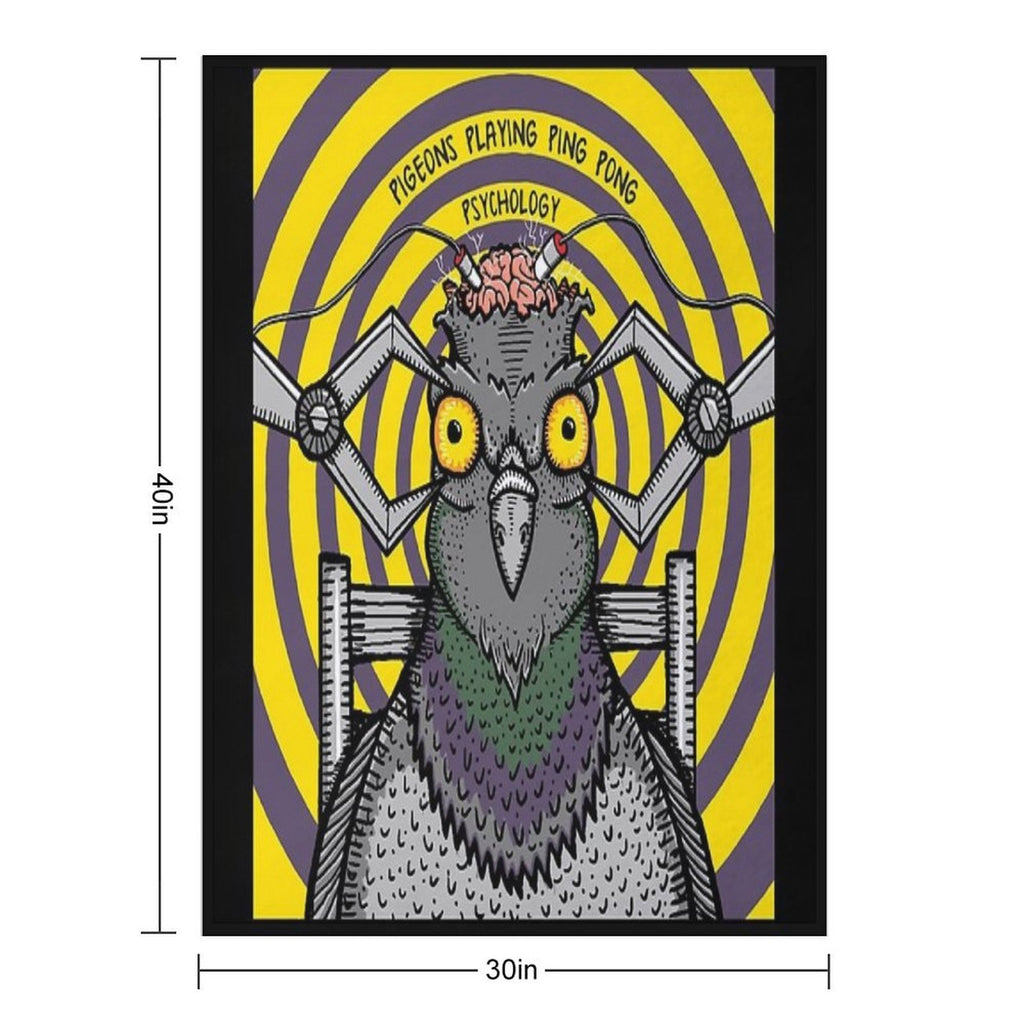 Psychology by Pigeons Playing Ping Pong Plush Throw Blanket