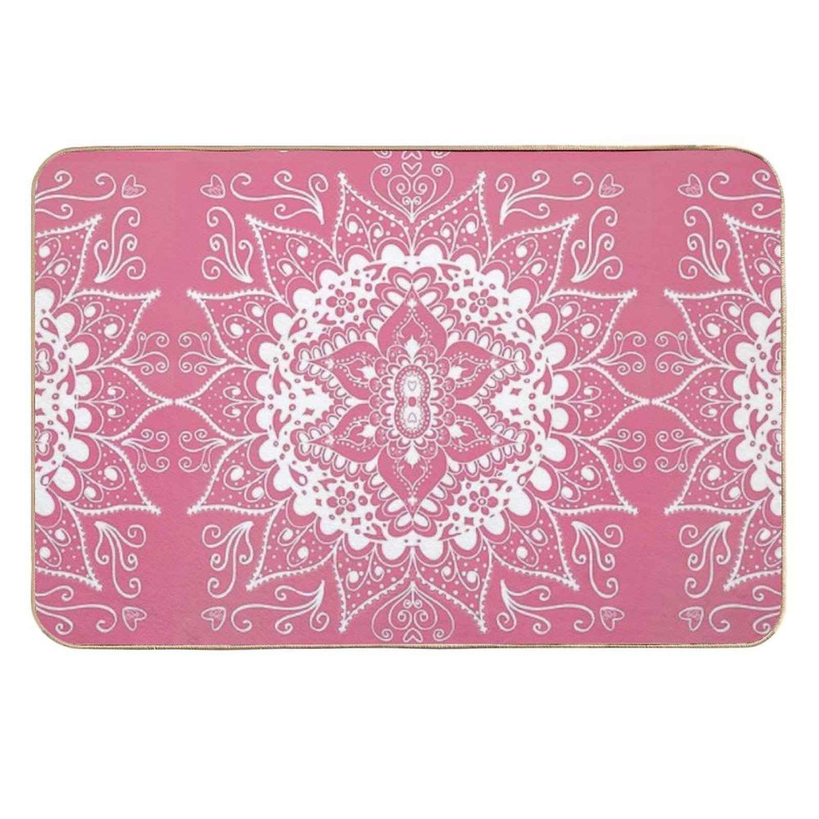 Mandala Hot Pink Durable Bath Mat