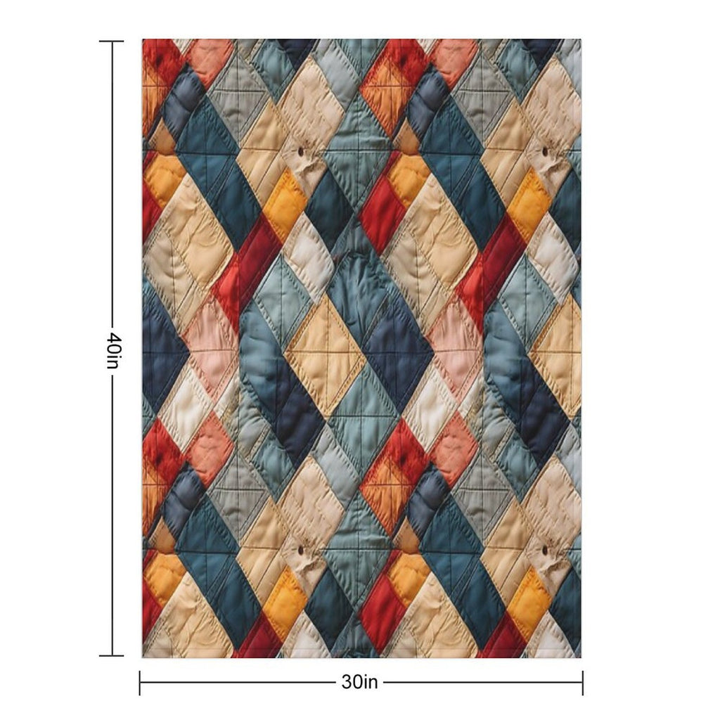 Retro Geometric Distressed Patchwork Pattern All-season Throw Blanket