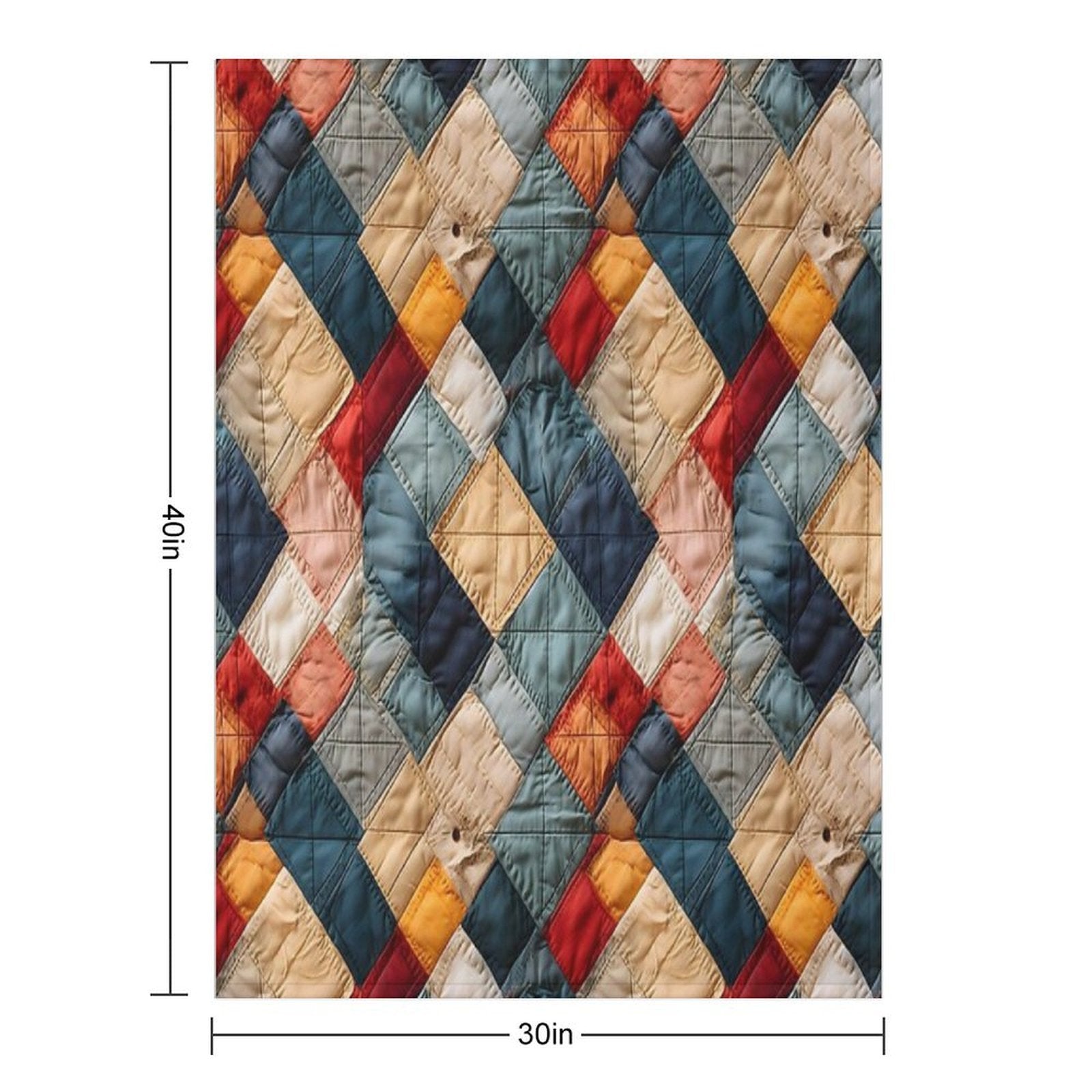 Retro Geometric Distressed Patchwork Pattern All-season Throw Blanket