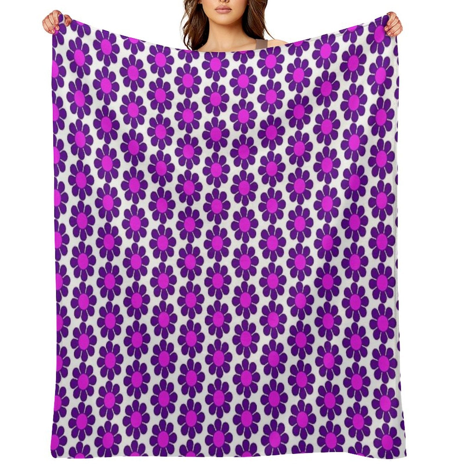 Purple Pink Hippy Flower Daisy Velvety-soft Throw Blanket