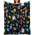 Dinosaur Astronauts In Outer Space Anti-pilling Throw Blanket