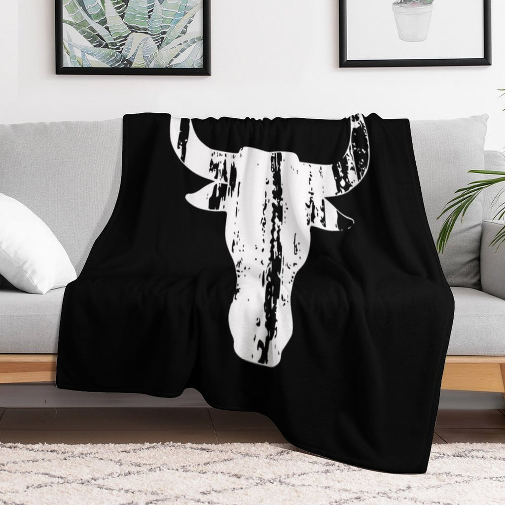 Bull Head Horns Vintage Gift-ready Throw Blanket