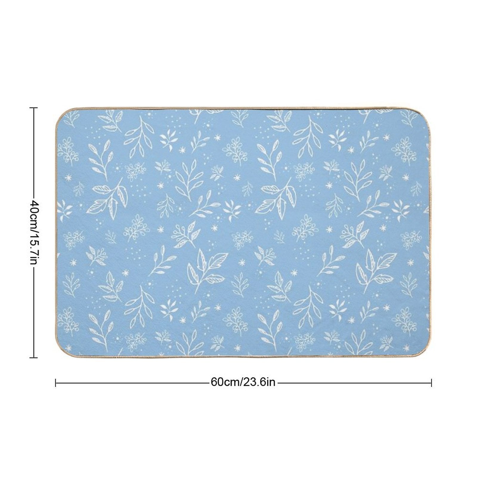 Pastel Blue Florals Hand Drawn Pattern  Long-Lasting Bath Mat