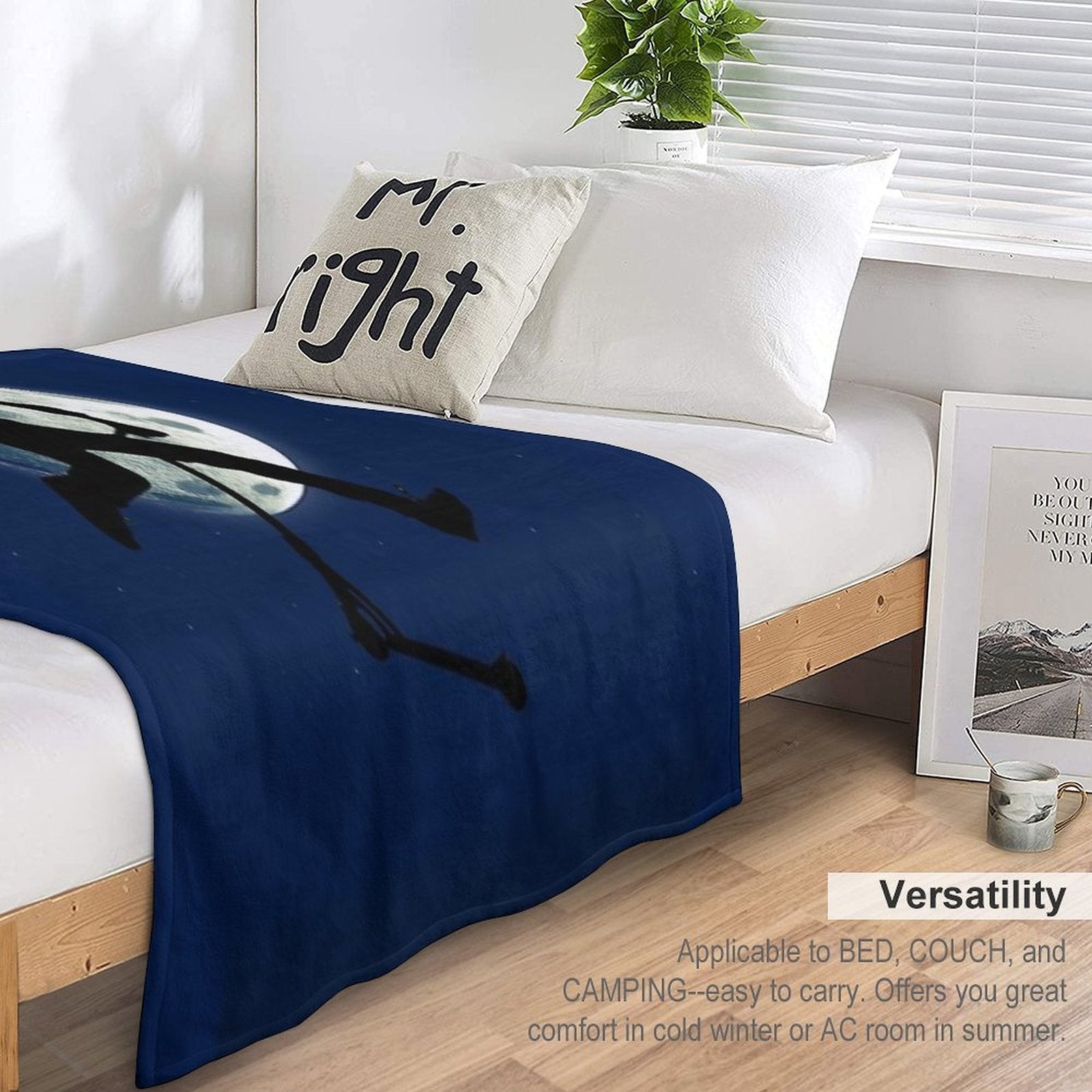 Night Scootering - Stunt Scooter And Full Moon Premium Throw Blanket