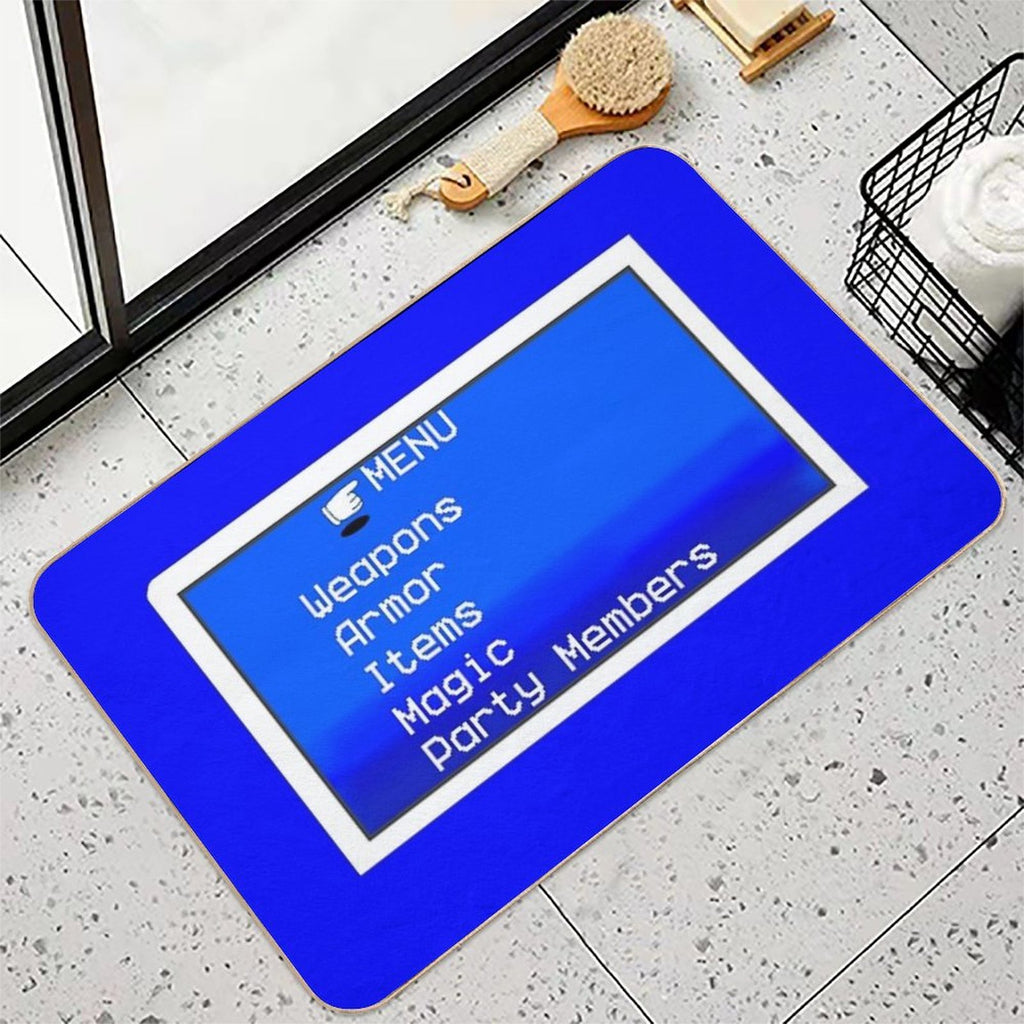 Retro RPG Menu in Classic Blue  Dirt-Trapping Bath Mat