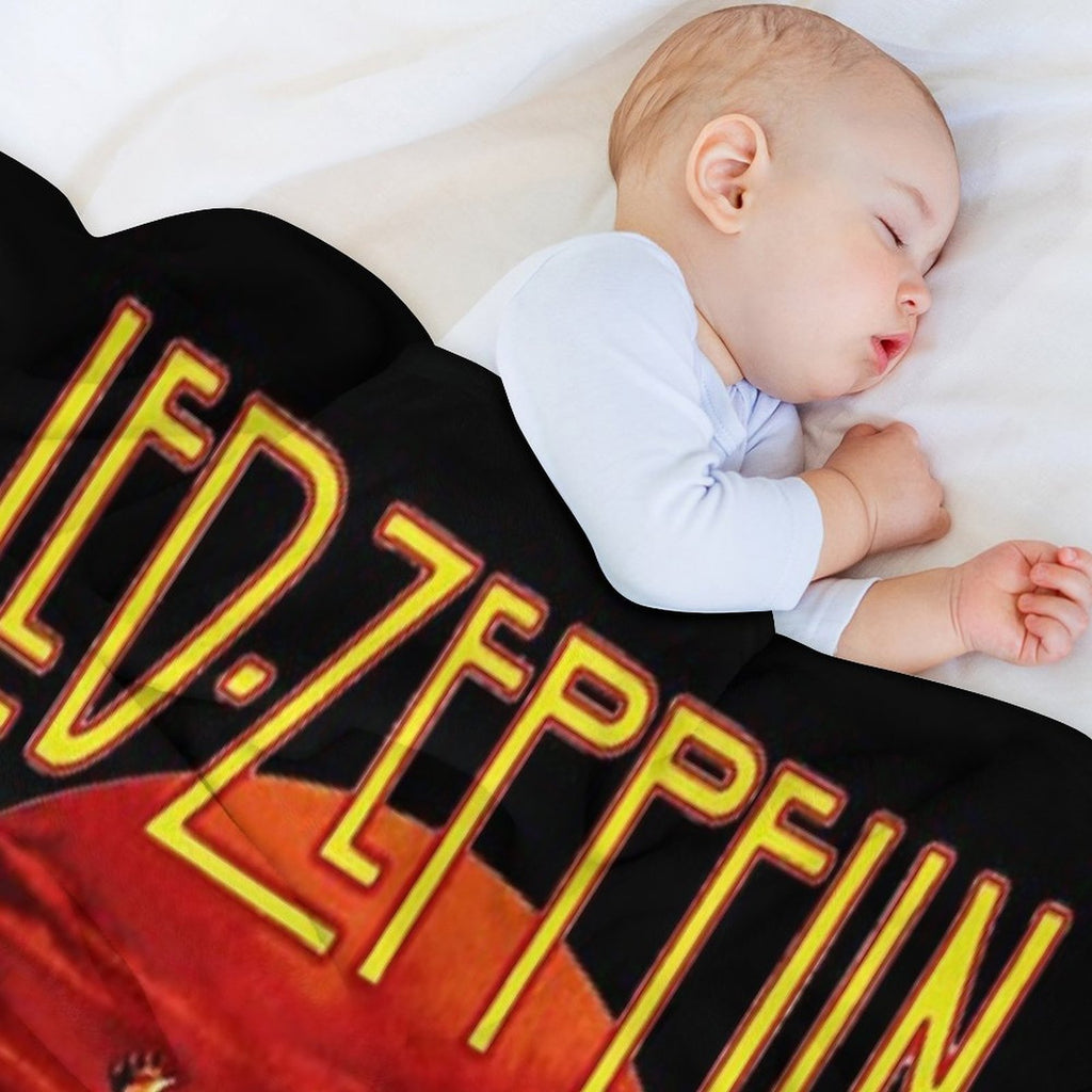 Led Vintage  US Tour 1975  Black Background Travel-friendly Throw Blanket