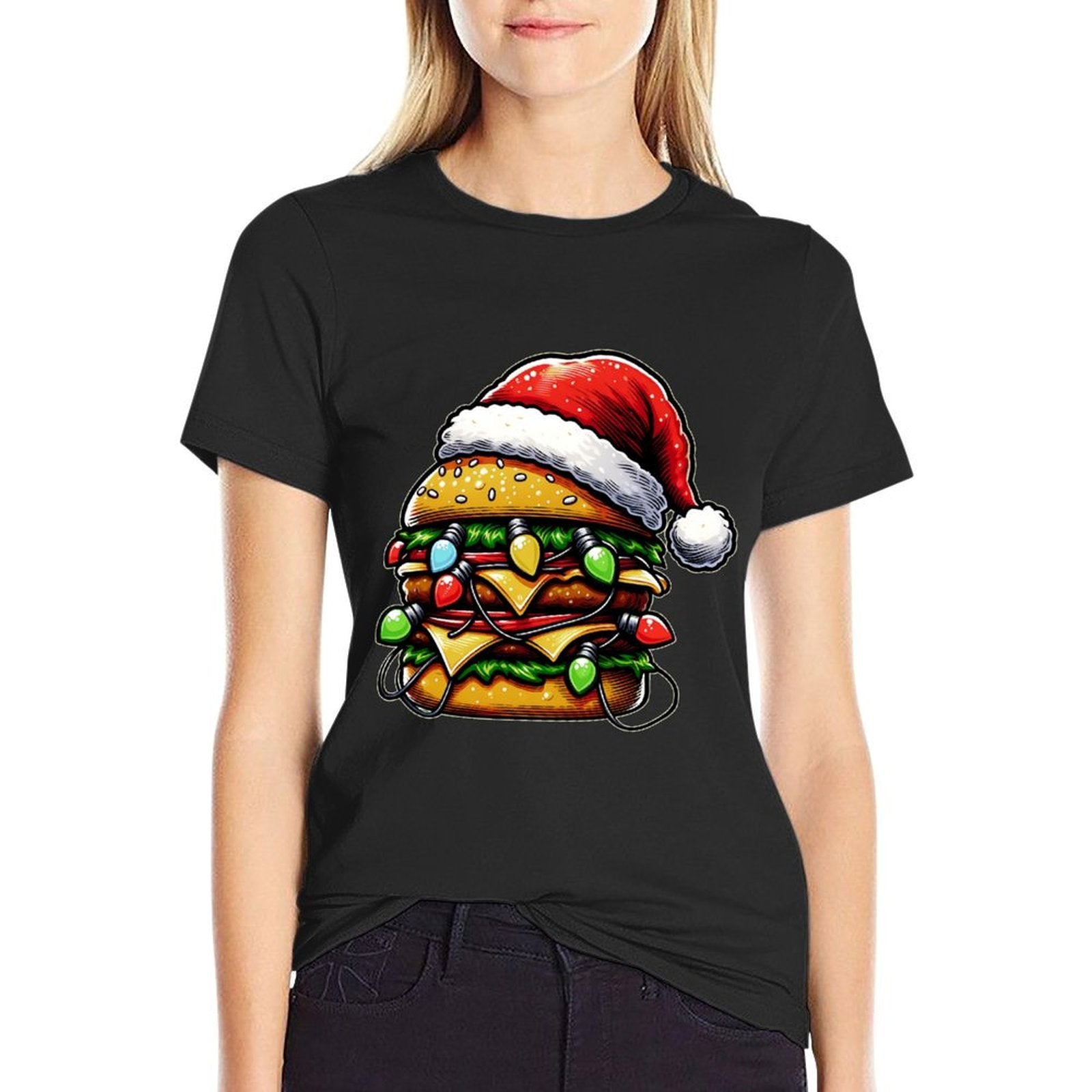 Cheeseburger Hamburger Christmas Hat Xmas  Odor-resistant T-Shirt