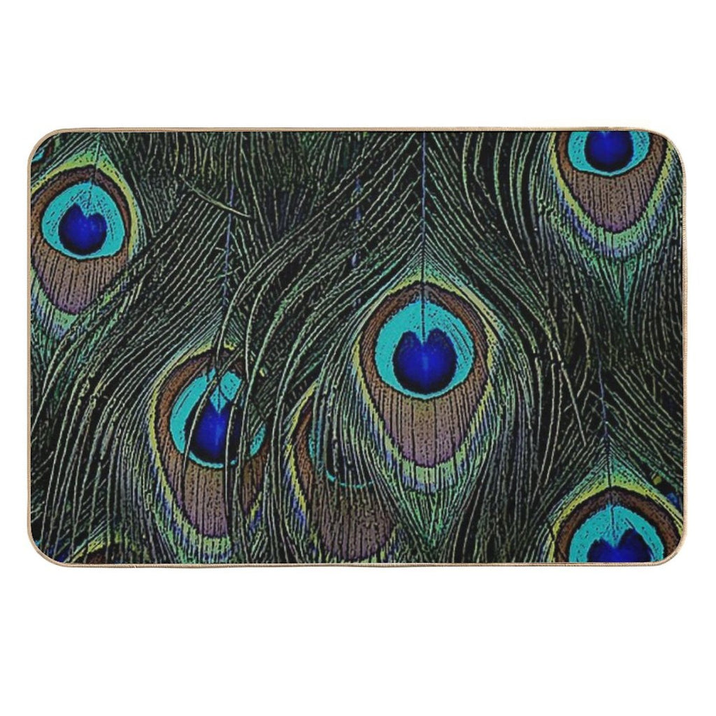 Peacock Feathers, Bird Lover Gifts, Cool Bird Outfits, Beautiful Feather Patterns  Repositionable Bath Mat