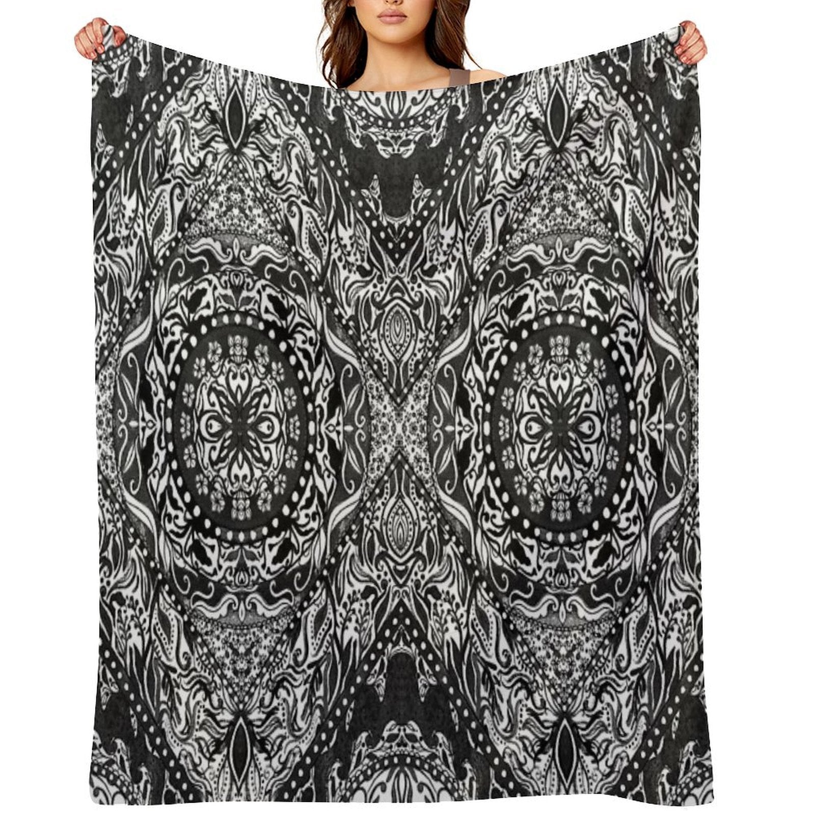 Black And White Fire Mandala Gift-ready Throw Blanket