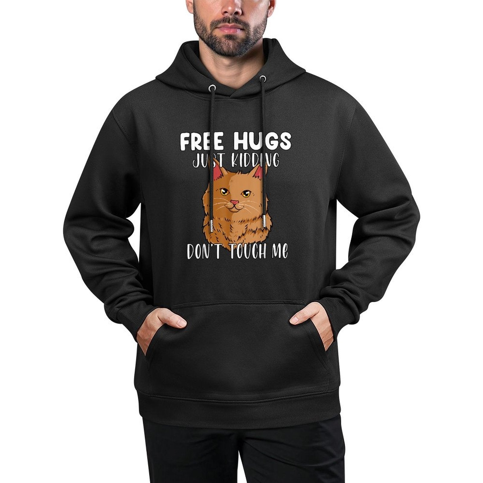 Free Hugs Just Kidding Dont Touch Me Cat Funny Kitten Customizable Surface Hoodie