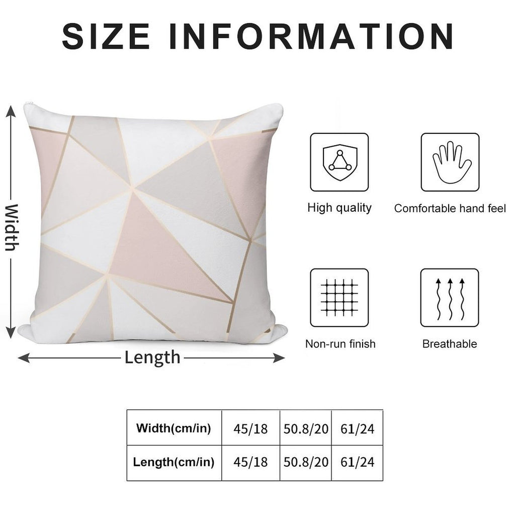 Geometric Pink & Gray Soft Luxury Feel Throw Pillow