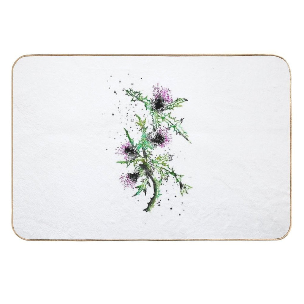 Scottish Thistle, Watercolor Scottish Thistle  Fade-Resistant Bath Mat
