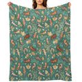 Autumn Geckos in Green Shrink-resistant Throw Blanket