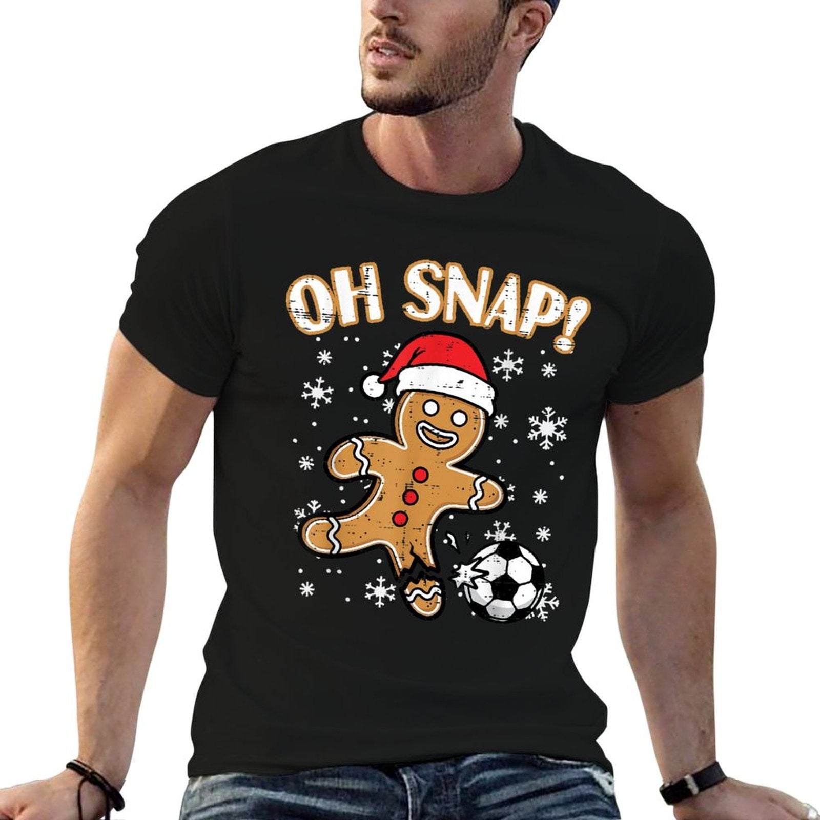 Christmas Gingerbread Soccer Oh Snap Funny Xmas Boys Kid Men  Vintage-inspired T-Shirt