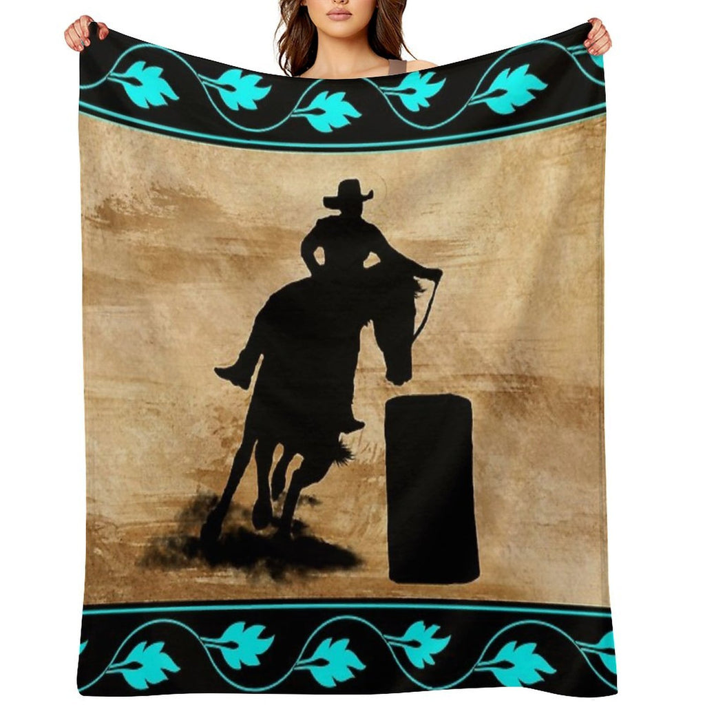 BARREL RACING HORSE, BARREL RACING GIFTS FOR HER Sustainable Throw Blanket