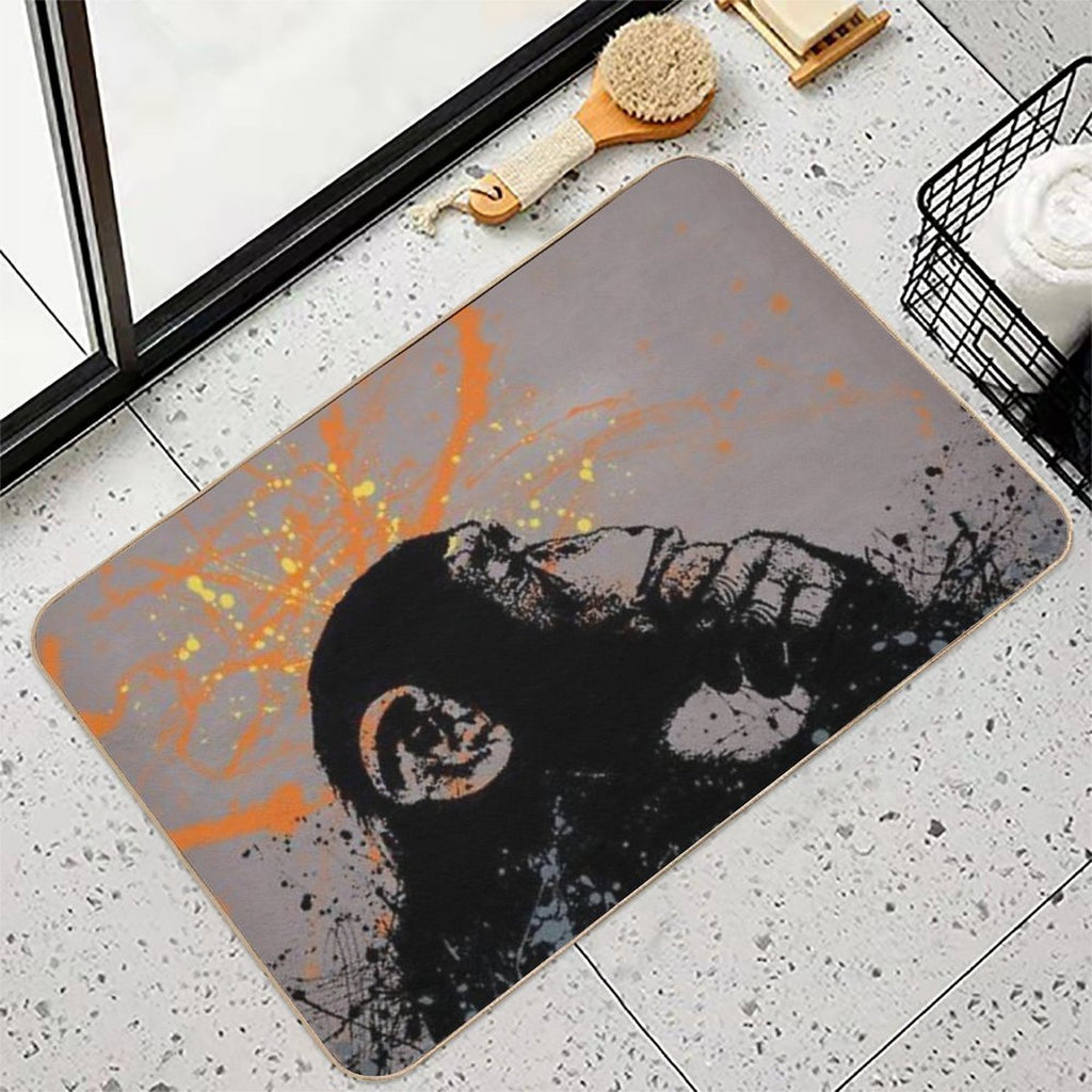 Thinker Monkey by Banksy  Easy To Clean Bath Mat