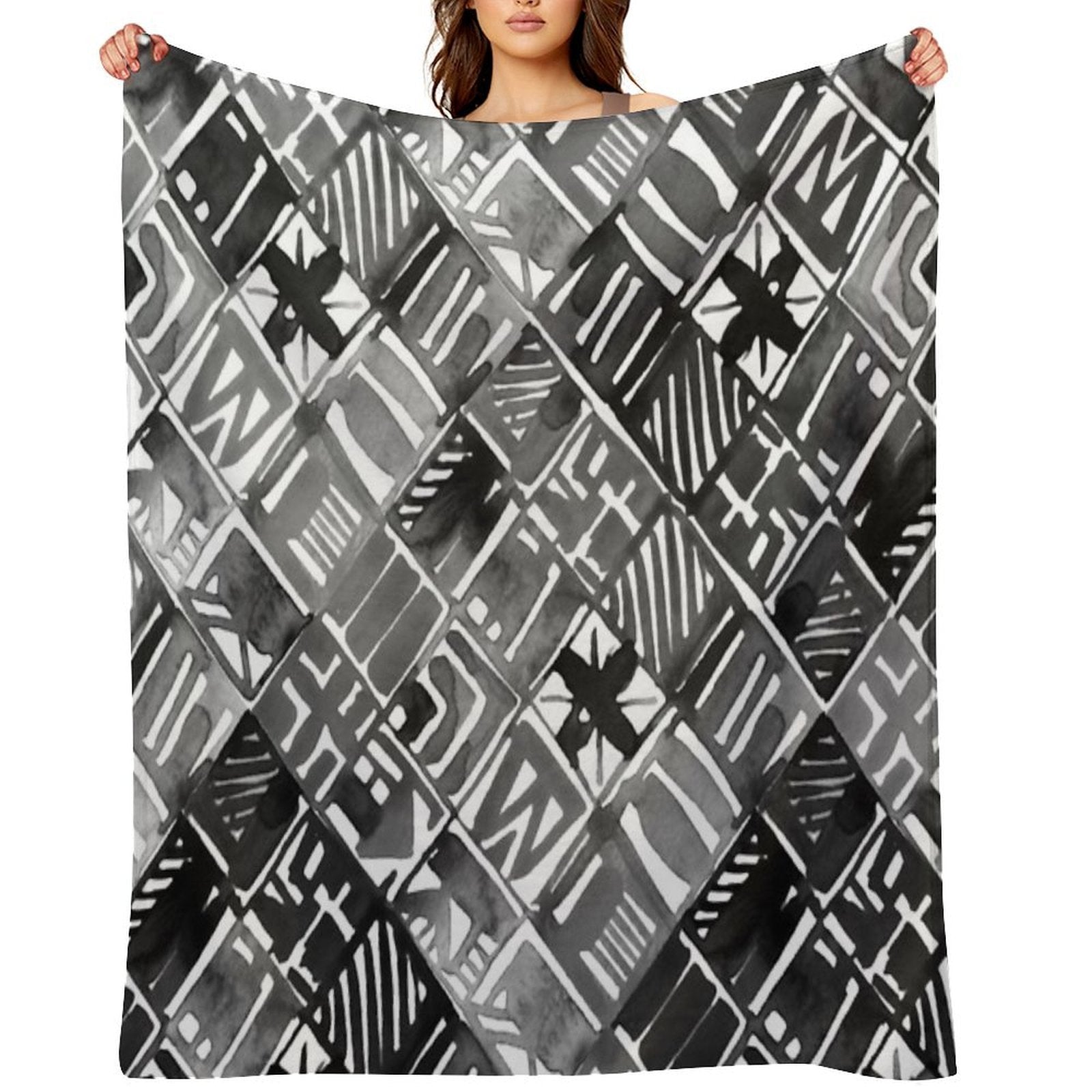 Classic Black Summer Geo Easy Care Throw Blanket