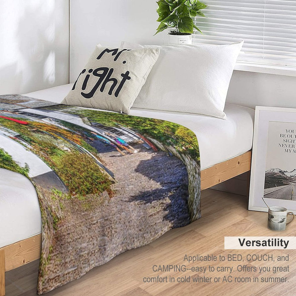 Clovelly Houses, North Devon, England Premium Throw Blanket