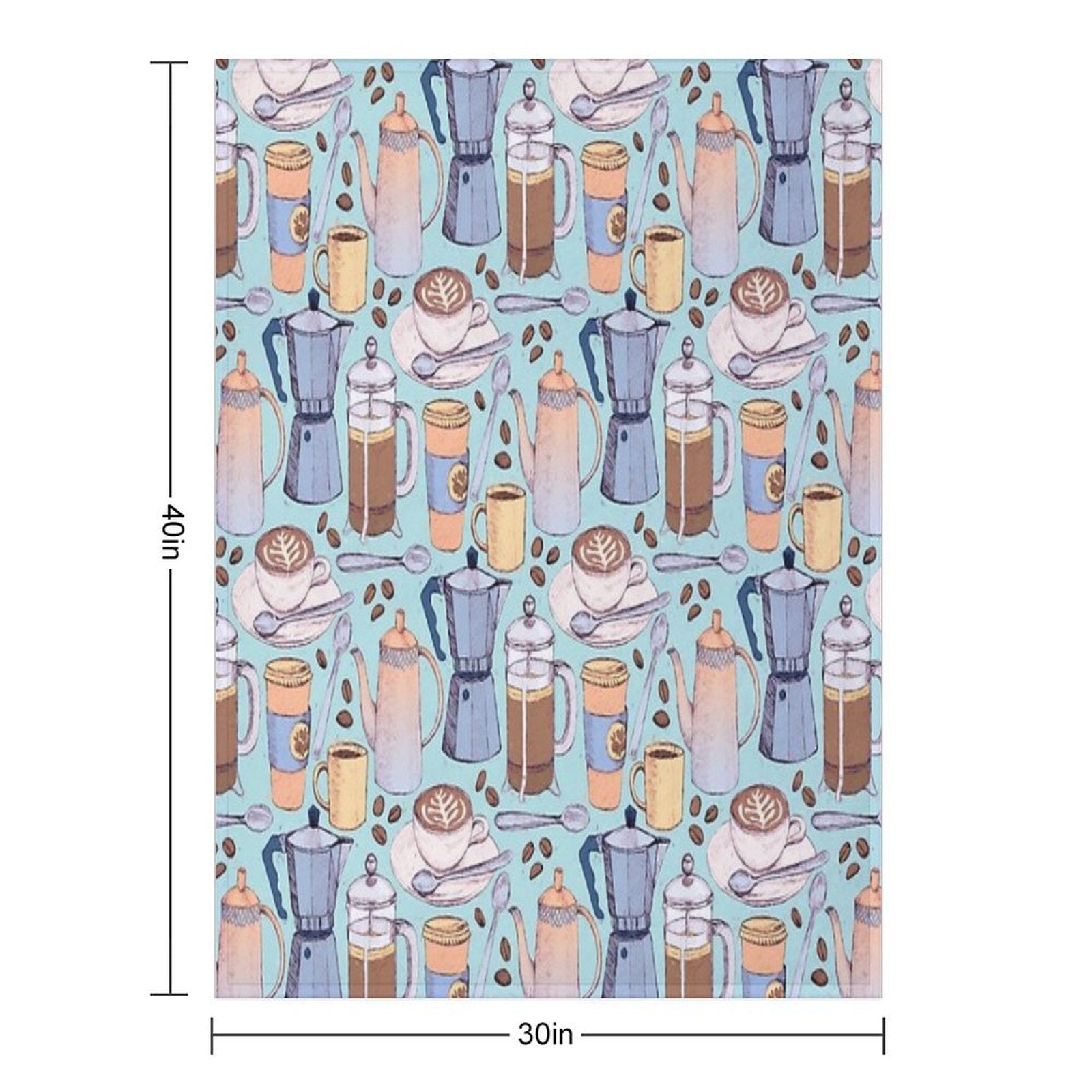 Coffee Love on Blue Shrink-resistant Throw Blanket