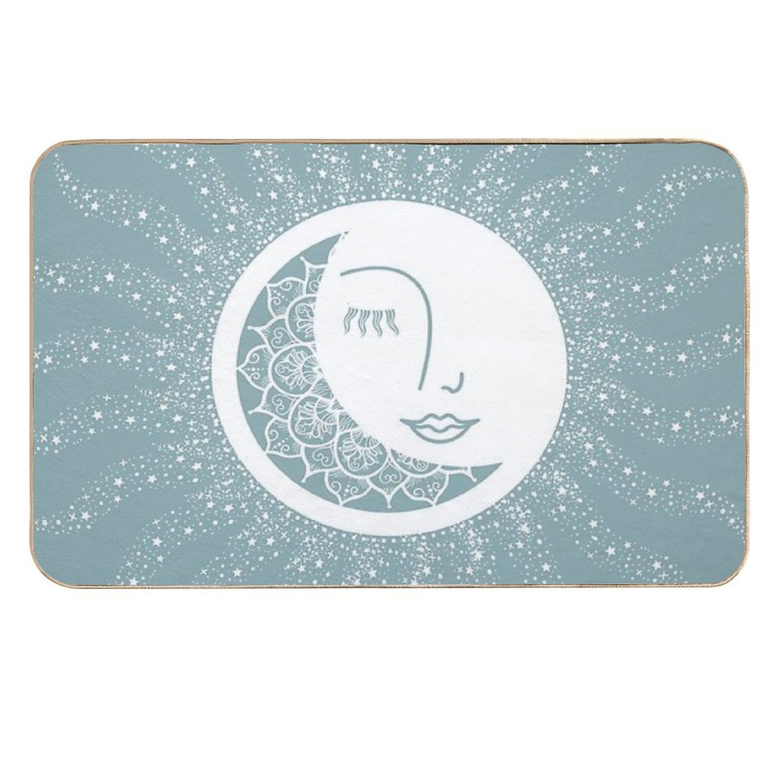Moon Art, Teal, Mandala, Moon And Stars Art  Versatile Bath Mat