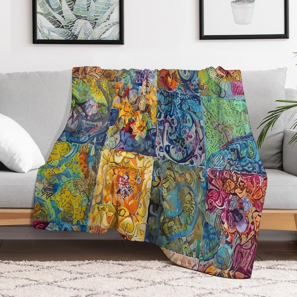 Abstract Quilt Decoupage Tile Pattern Gift-ready Throw Blanket