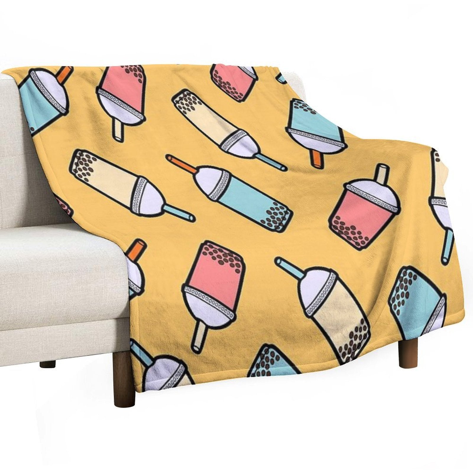 Bubble Tea Pattern Multi-functional Throw Blanket