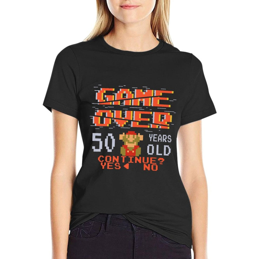 Super Mario Bros 50th Birthday Game Over Vintage NES Screen Premium  Easy-care T-Shirt
