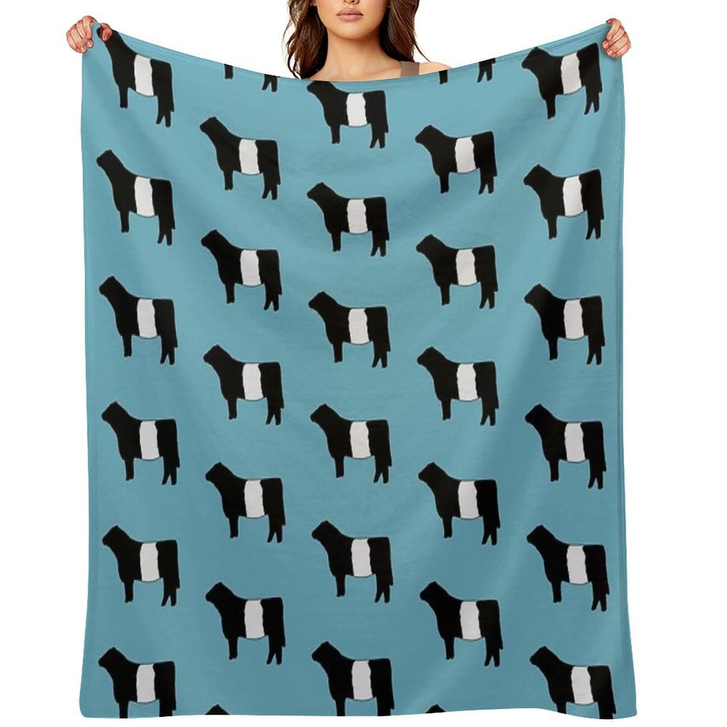 Belted Galloway Cow Plush Throw Blanket