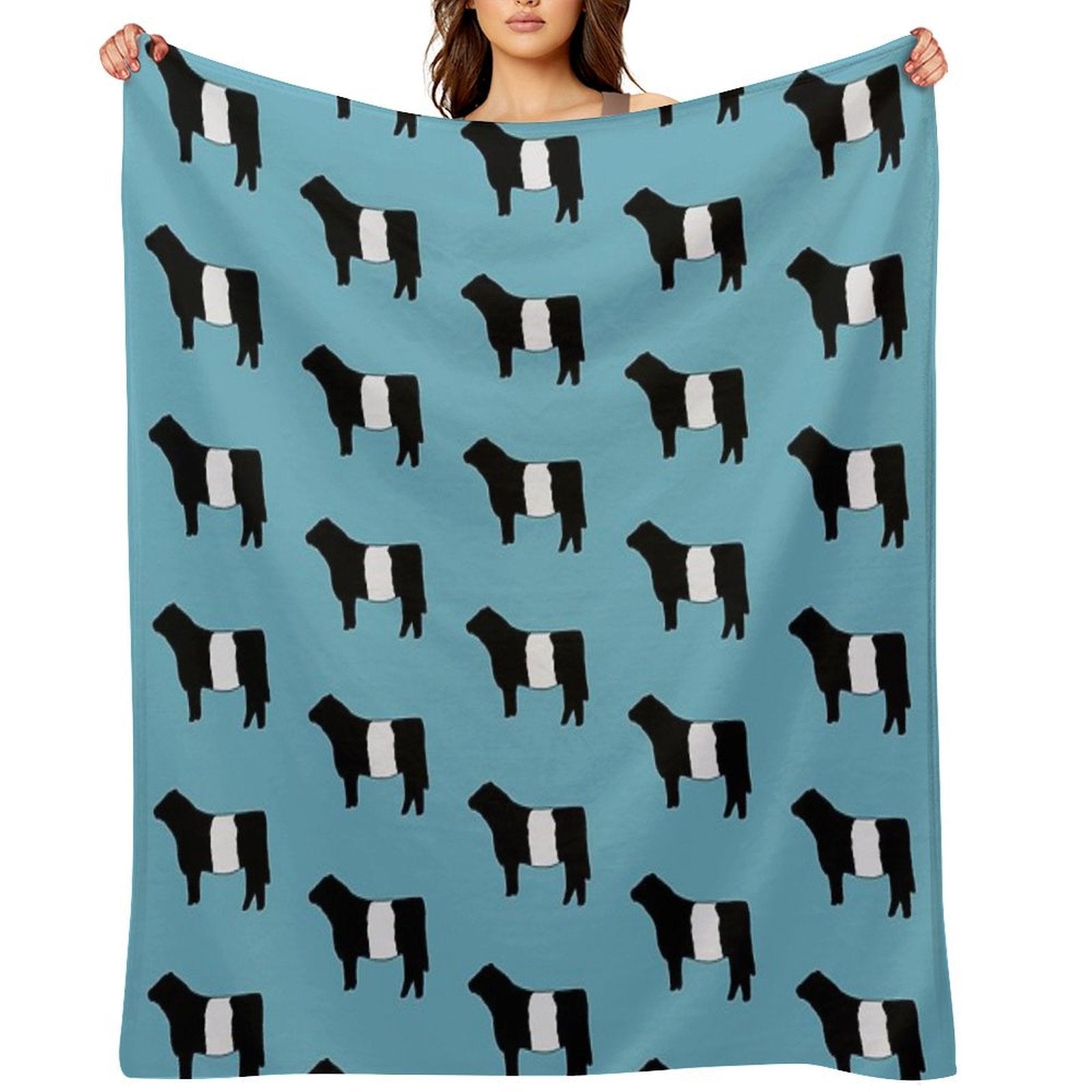 Belted Galloway Cow Plush Throw Blanket