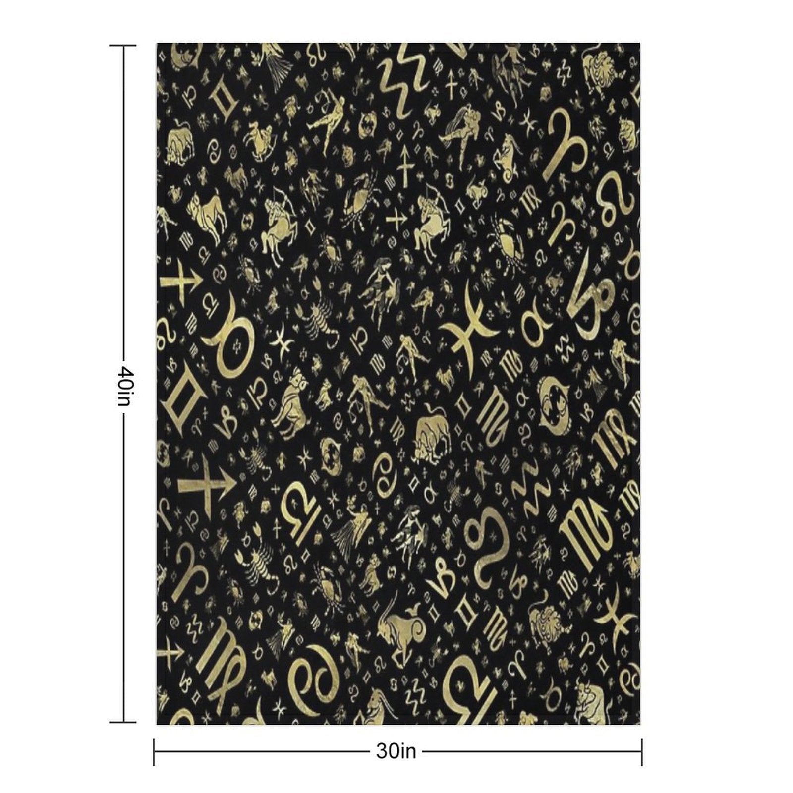 Zodiac Symbols And Glyphs Gold on Black Easy Care Throw Blanket