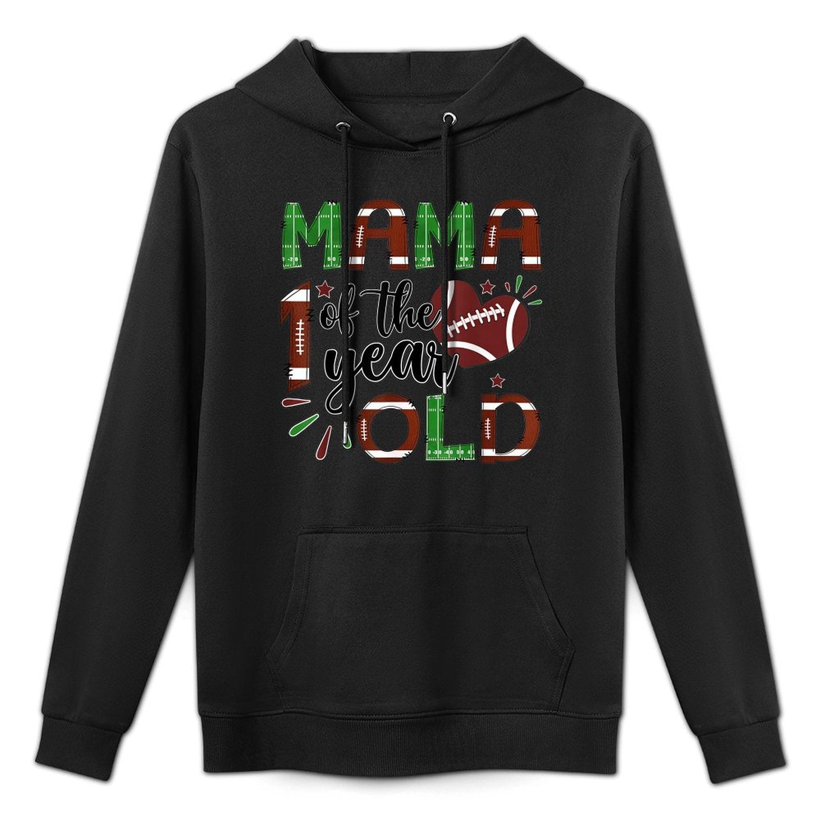 Mama Of The 1 Year Old Football 1St Year Down Birthday Breathable Fabric Hoodie
