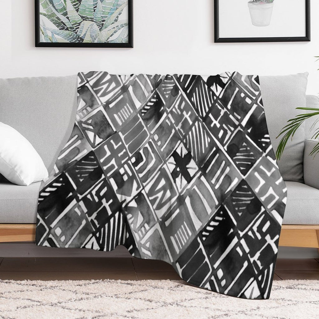Classic Black Summer Geo Easy Care Throw Blanket