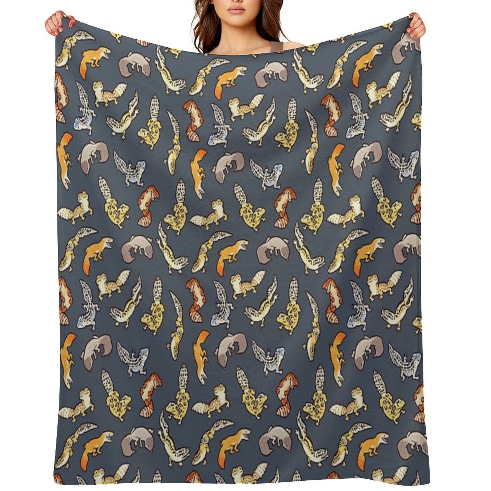 Chub Geckos in Dark Grey Premium Throw Blanket